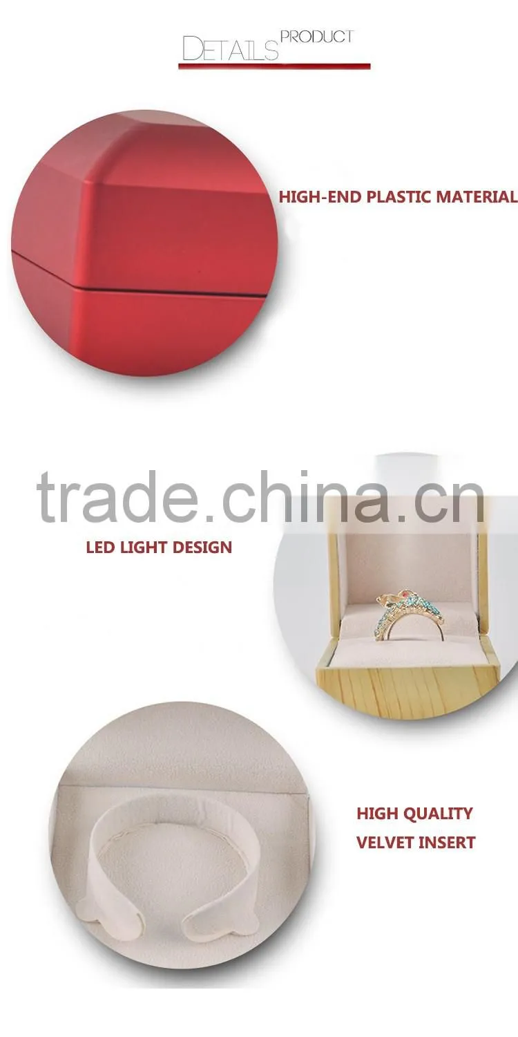 Exquisite colorful plastic ring box jewelry with led light