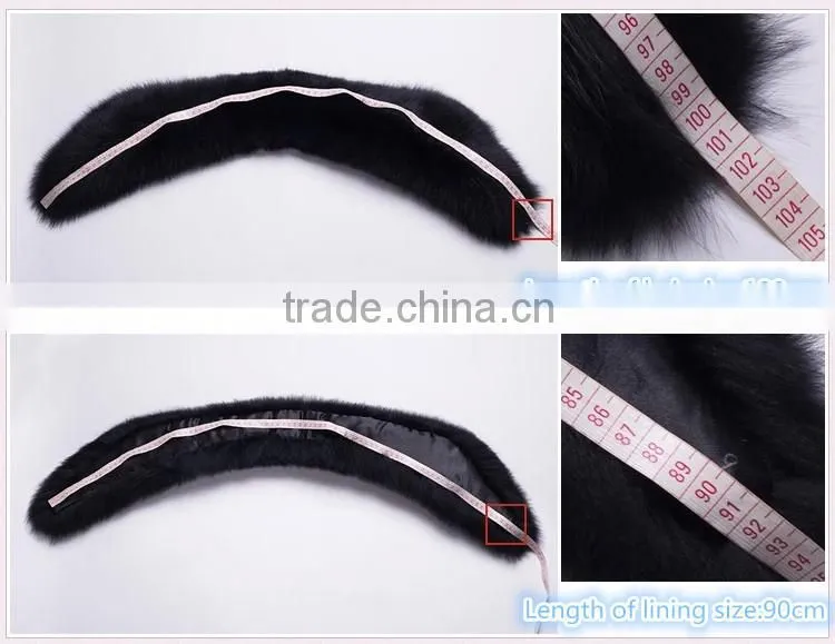 Big Genuine Detachable Black Fox Fur Shawl Collar for Women Leather Jacket
