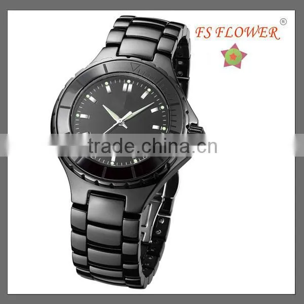 Unisex High Quallity Black Ceramic Wrist Watch Quartz 3 atm Water Resistant Watches Japan Movt