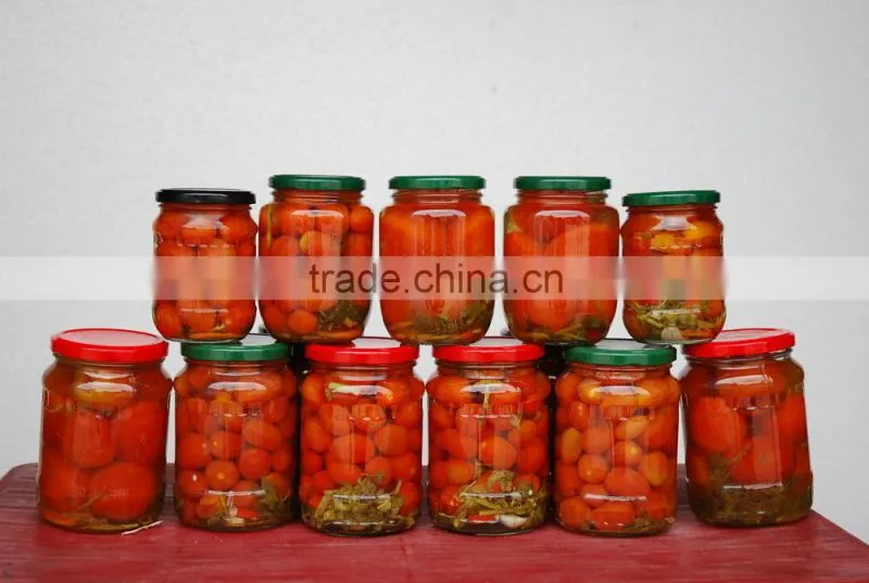 round shape preserved pickle food glass jar with metal cover cap