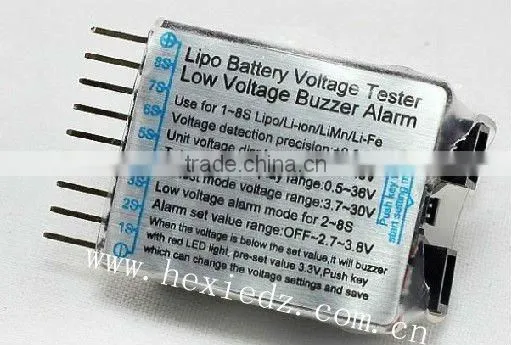 Lipo Battery Voltage Tester Volt Meter Monitor 1-8S w Low Voltage Alarm