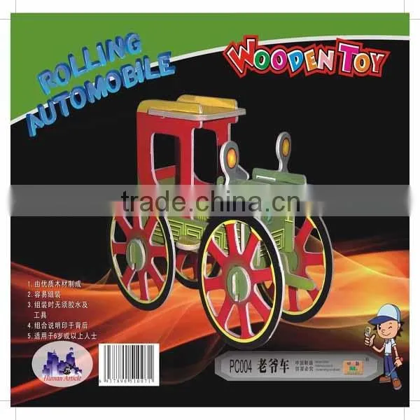 3D Wooden Puzzle - Rolling Automobile - Wood Craft - Self Construction Kit