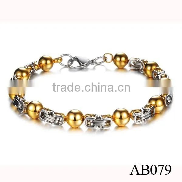 Stainless Steel Men Bead Bracelet Gold Jewelry On China Wholesale