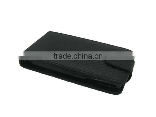 Carbon Fiber Leather Wallet Case with credit card for sony ericsson X12