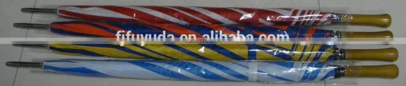 wholesale wooden handle blue and white umbrella