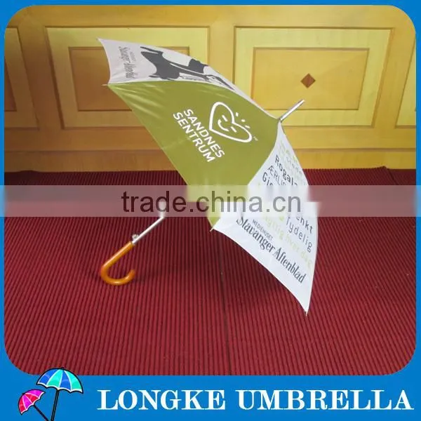 24"aluminum shaft wooden handle customized straight umbrella