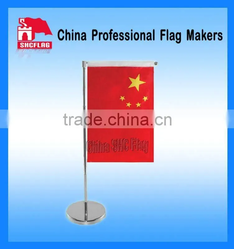 V-shaped table top flag office flag with metal base and pole