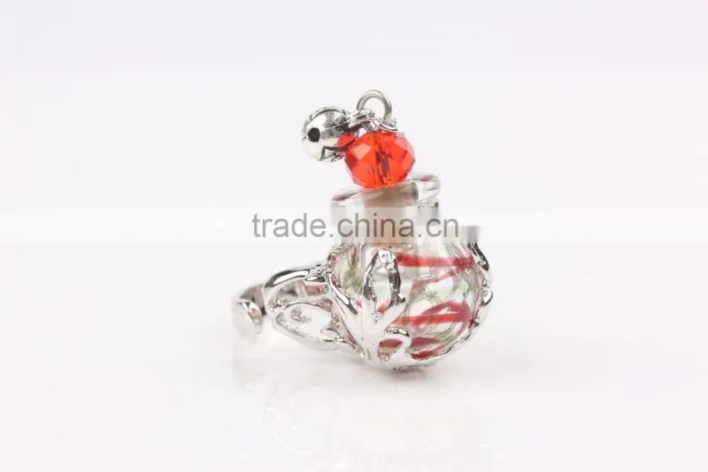 Wholesale Stripe Clear Mini Glass Bottle Fragrance Perfume Ring Essential Oil Rings for Women