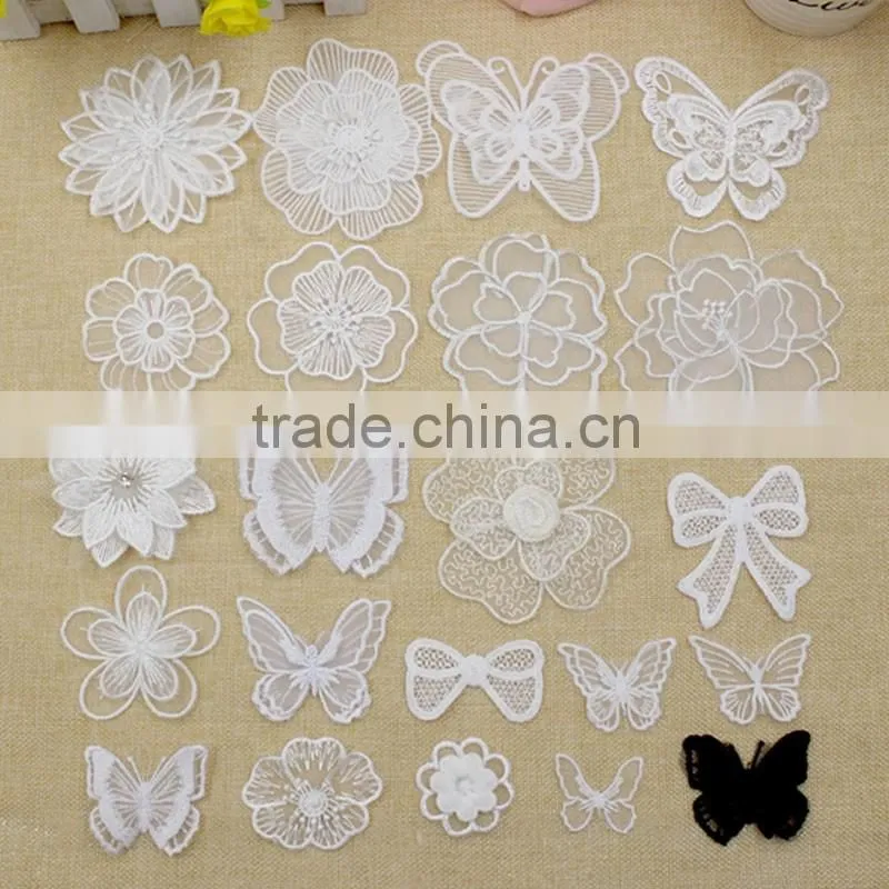 the newest design high quality butterfly embroidery lace patch