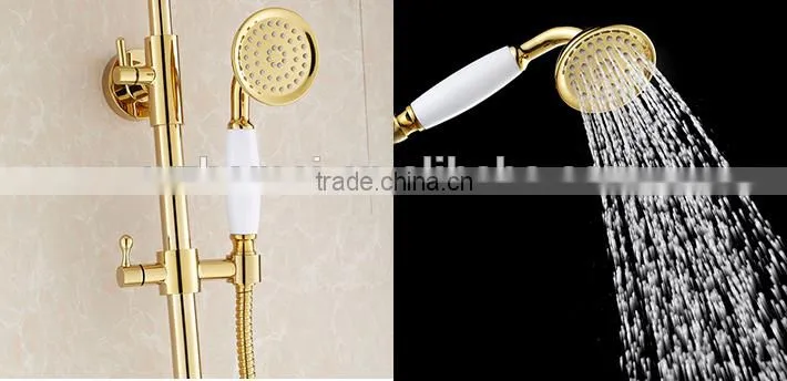 Luxury high quality brass gold finishing bathroom rain shower set