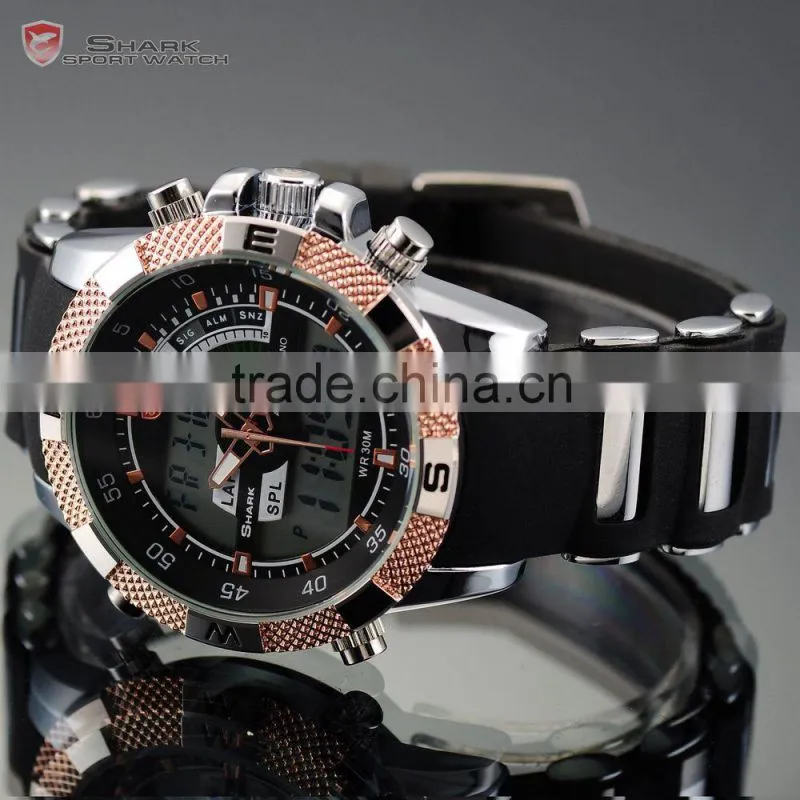 Mens LCD Day Date Quatrz Digital Military Outdoors Shark Sport Watch
