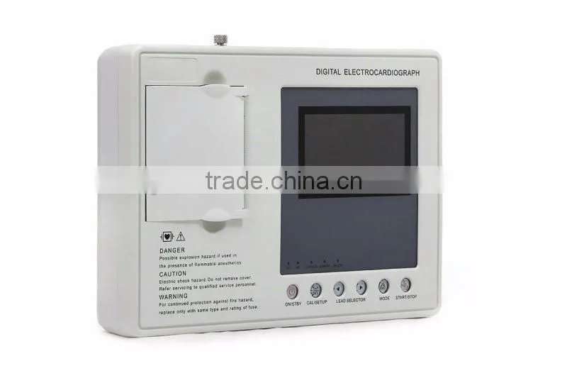 CE approved Three channel color LCD display 12-lead Built ECG Machine in USB/RS232 interface
