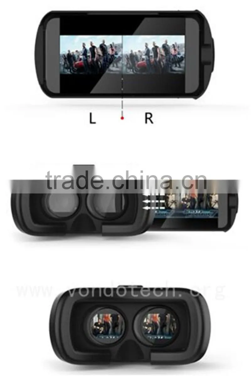 2017Vondo VR Box 3D Glasses use 42mm diameter aspherical optical resin lenses to get good view