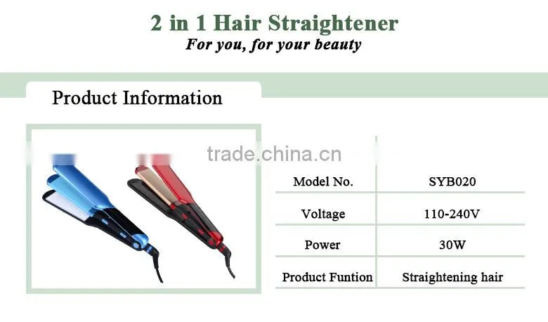 Quality Professional 2 in 1 ceramic hair straightener with LED display and TEMP memory function