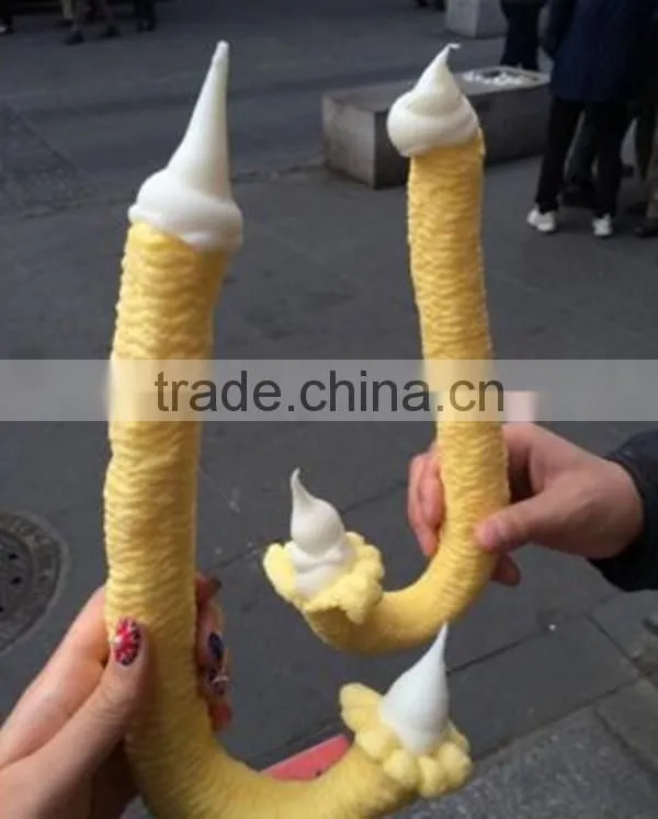 2016 hot sale rice cone puffing machine/Ice cream hollow tube expanding machine