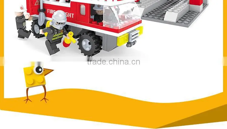 Plastic fire control fighting engine toys building blocks for kids