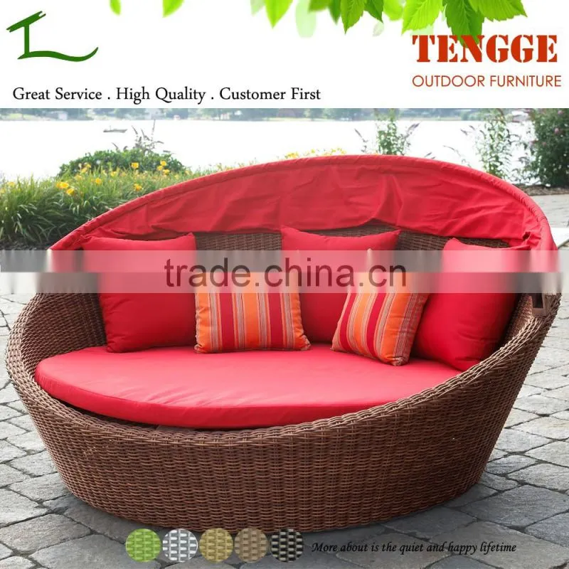 Outdoor rattan garden round daybed outdoor round lounger