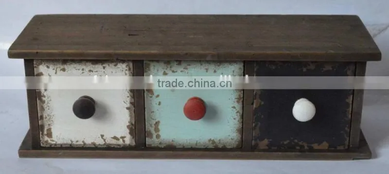 wooden drawers with antique line distressing