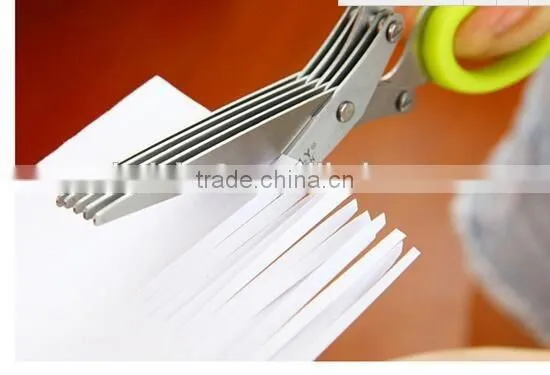 CY145 Multi-functional Stainless Steel Kitchen Knives 5 Layers Scissors Sushi Shredded Scallion Cut Herb Spices Scissors
