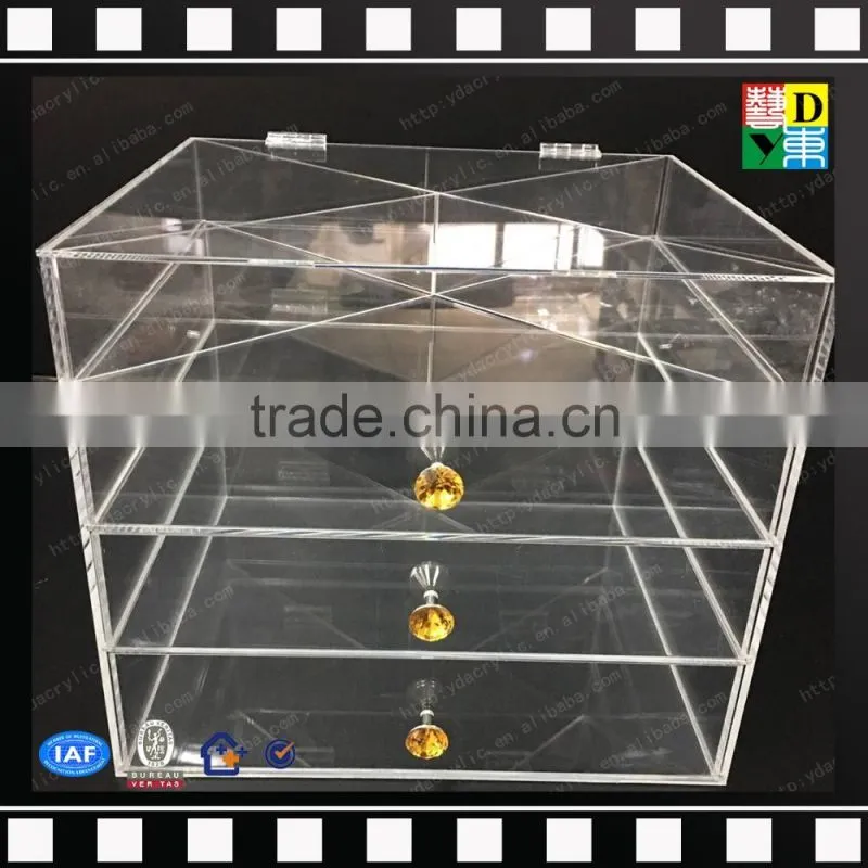 2016 Handmade Acrylic Makeup Organizer ,plexiglass display box,luite drawer box