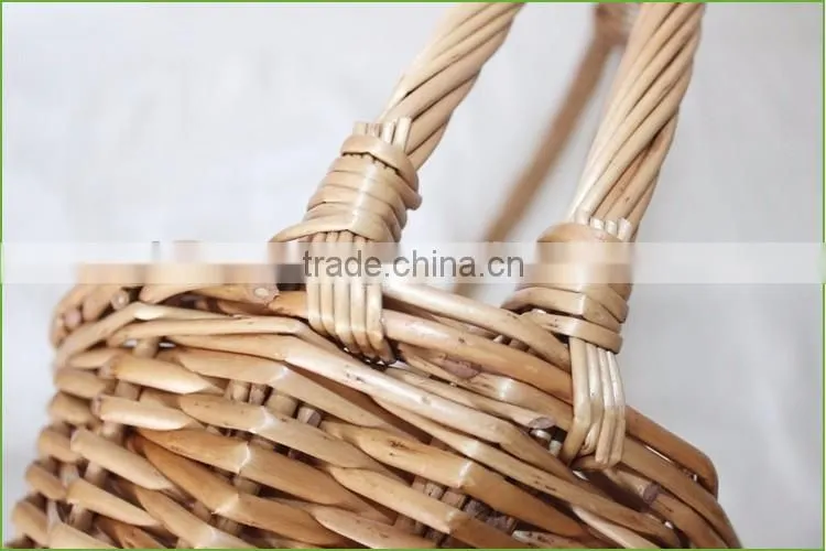 Durable wicker gift basket boat shape cane basket with handle