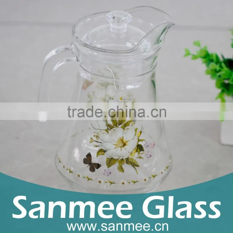 Purple Flower Design Heat Transfer Printed 2L Glass Jug