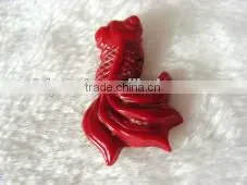 wholesale 25-40mm red goldfish cheap natural coral necklace pendants