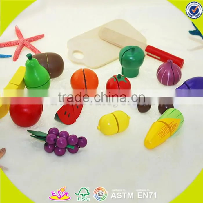 wholesale baby wooden fruit cutting toy, DIY kids wooden fruit cutting toy, role play children wooden fruit cutting toy W10B114