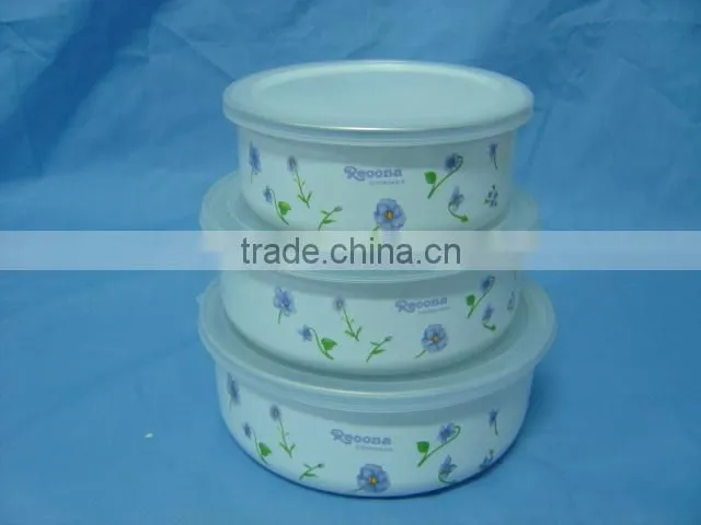 enamel storage bowl mixing bowl salad bowl food container enamel bowl with PP lid