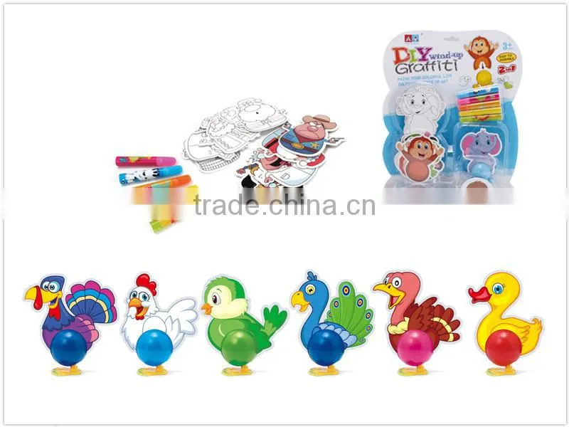 Inteligent DIY painting wind up mini animal toy for children