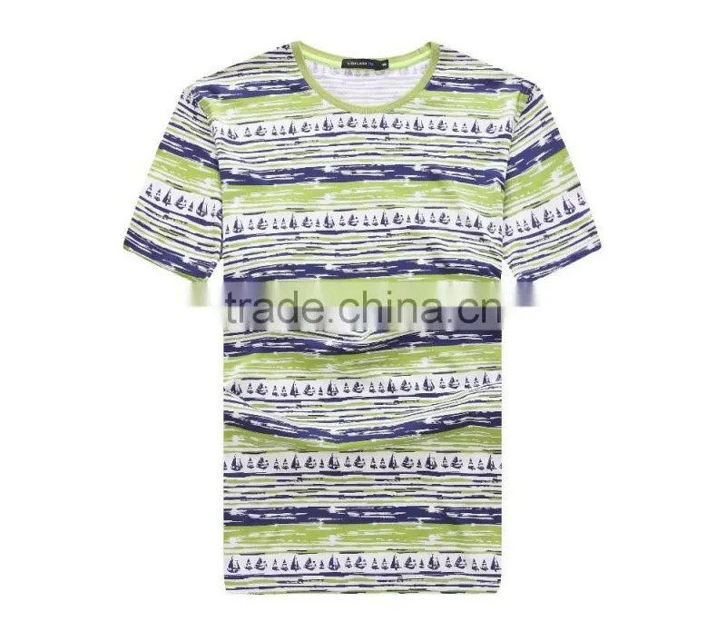 Men's full printed short t shirt (100%cotton )with round neck