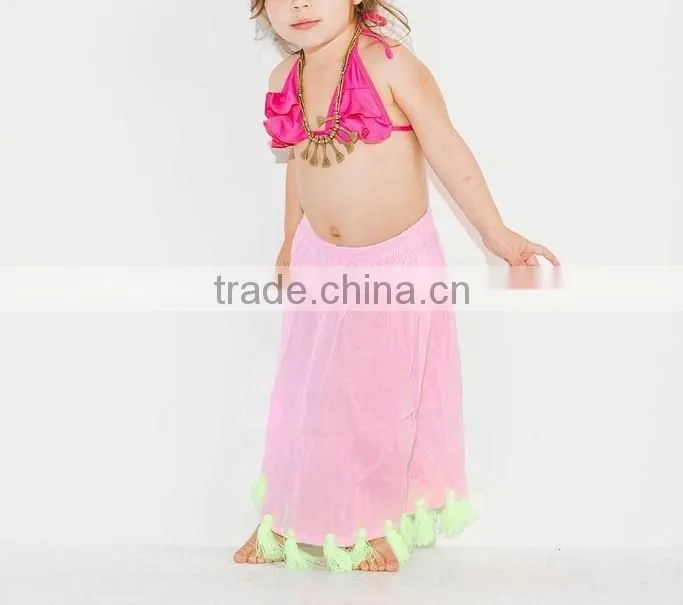 Little Pom Pom Gypsy Skirt Kids Frock Designs Children Clothing Pictures Of Long Skirts And Tops 2016 HSD5653
