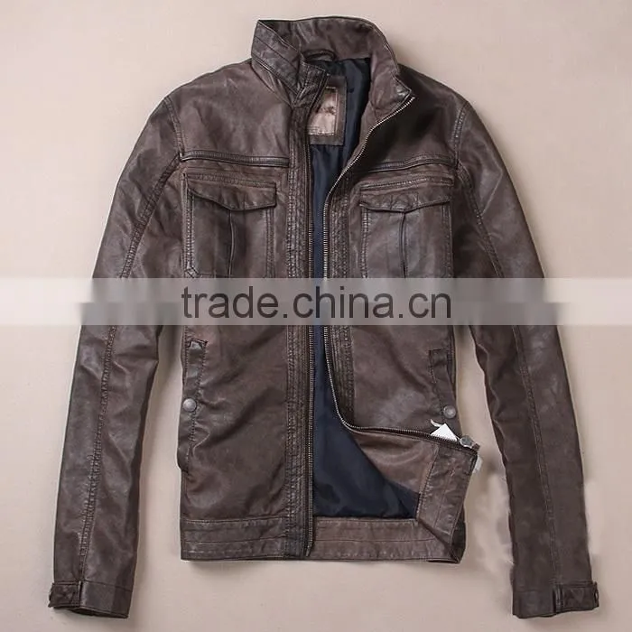 2014 New style PU jackets high quality leather for America and European Men