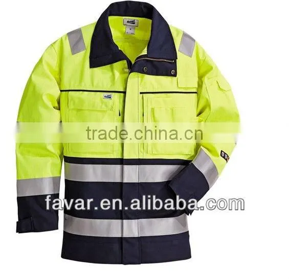 Yellow Anti-static navy Cotton Drill High Viz Fire proof jakcets fire resistant flight jacket