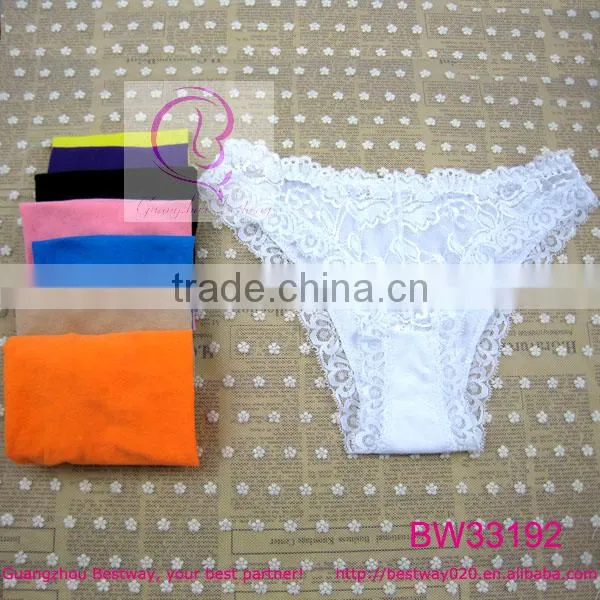 Sexy front transparent lace back cotton lingerie underwear