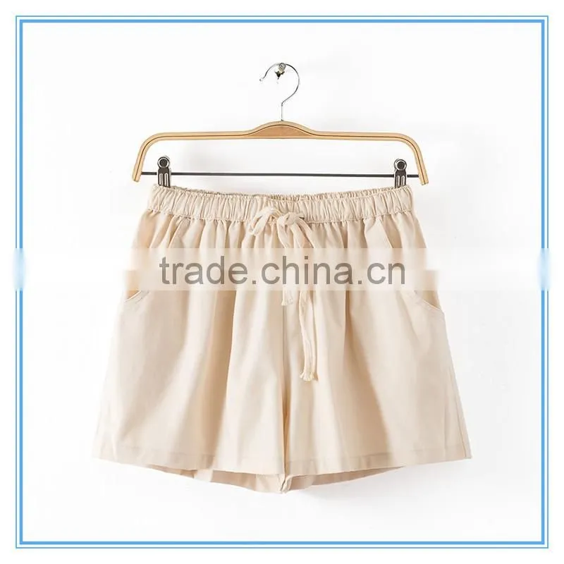 Wholesale Women Summer Beach Girl Cotton Linen Shorts 15 Colors Plus Size