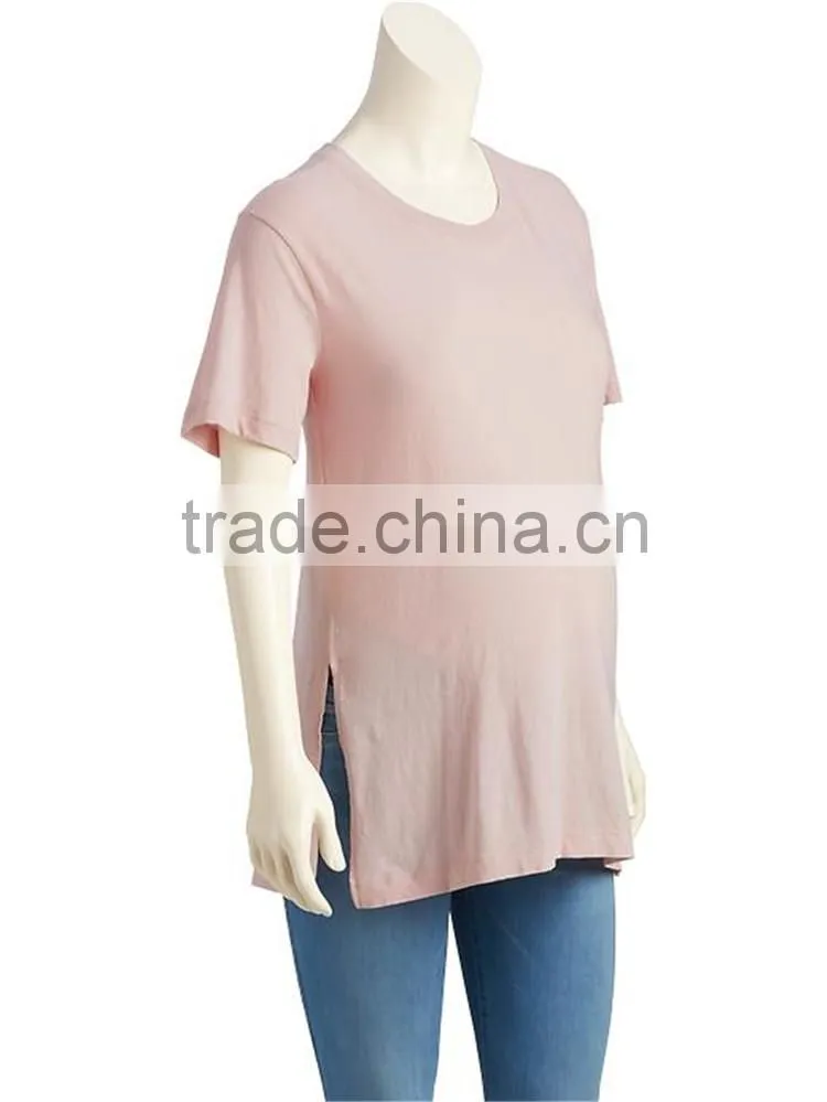100%cotton comfortable big tall wholesale round neck maternity two tone t-shirt