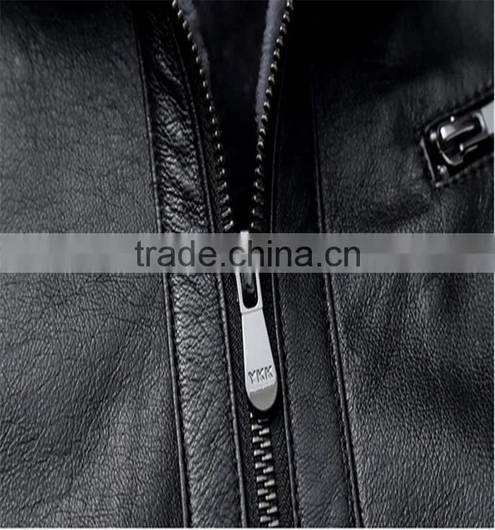 High quality OEM latest designs real fur black man leather jacket
