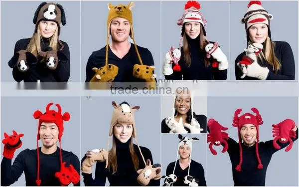 Comfortable Fashion Cust Factory Wholesale Beaver Knitting Animal Beanie Hat