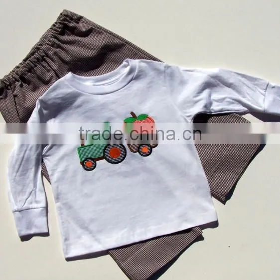 baby boys Halloween outfits children's boutique pumpkin embroidery clothing fashion latest design outfit