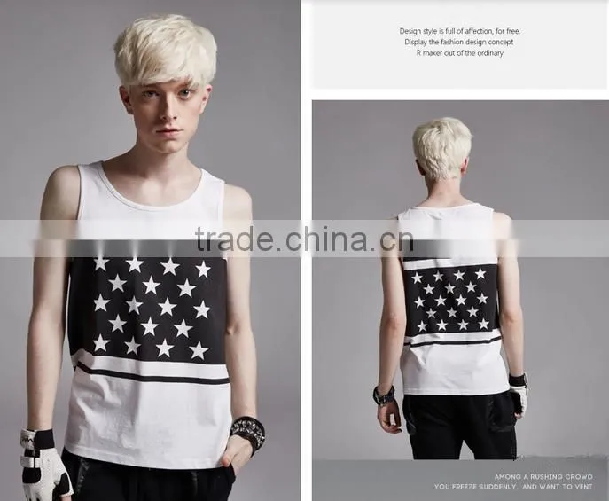 2016 new fashion tops custom men printing tank top