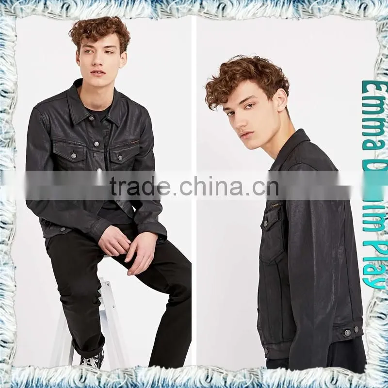 Urban Vogue Renewal Vintage Men's Black Denim Short Jacket