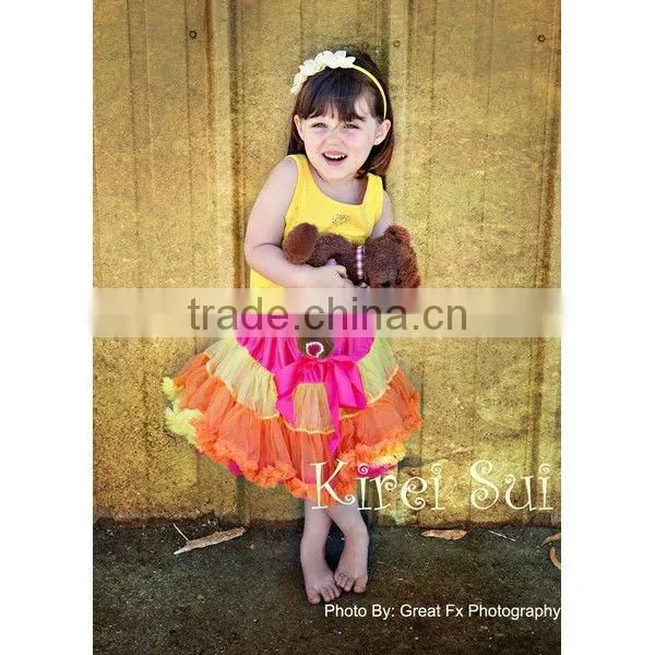 Teen Adult Rainbow Hot Pink Orange Yellow Satin Binding Pettiskirt Party Tutu WB2D