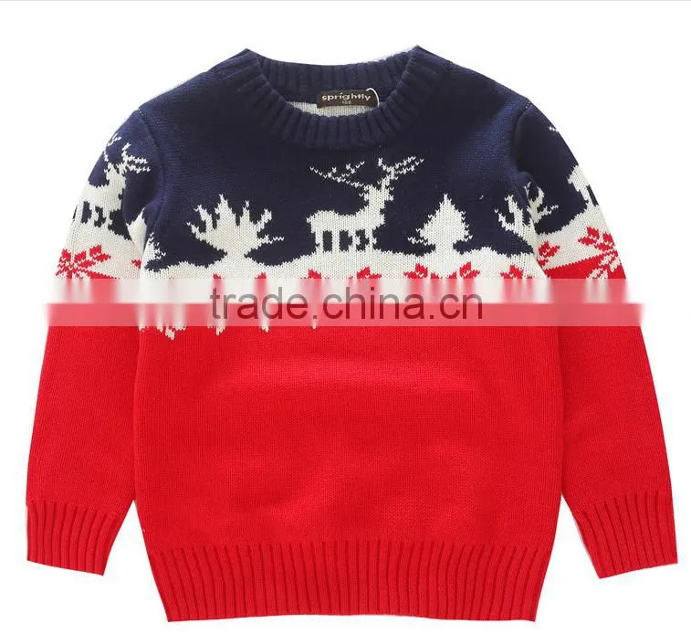 Wholesale Kids Knitted Sweater Boys Little Deer Pattern Sweater Pullover