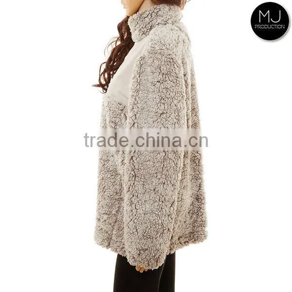 Plus Size Women Clothing Youth Quarter Zip Knitted Sherpa Fleece True Grit Frosted Pullover Sweater Sports Winter Jacket