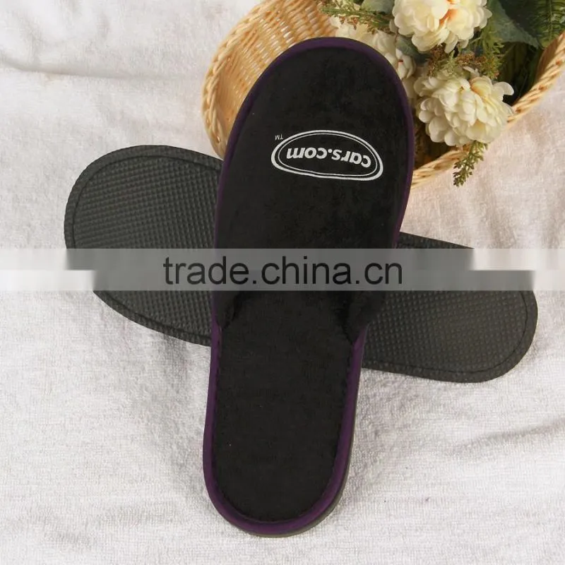 black five star hotel terry cloth slipper