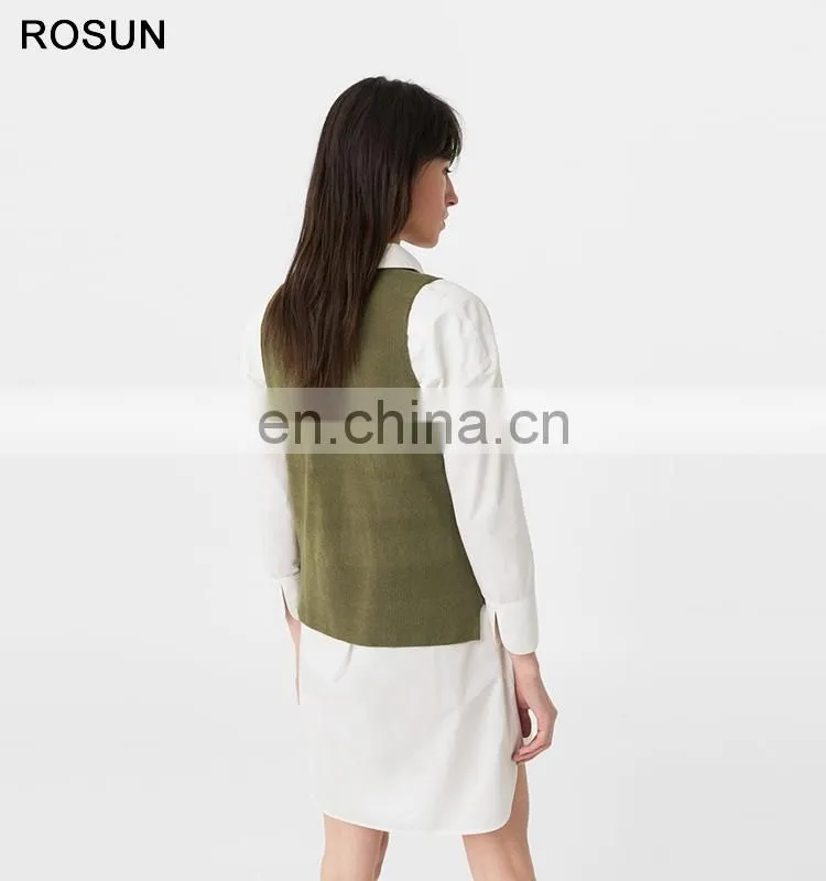 100% cotton knit top for Women as Sleeveless V Neck Sweater of plain clothing