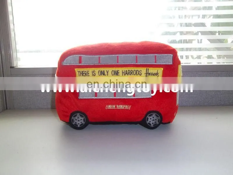 custom cartoon red bus plush toy promotion