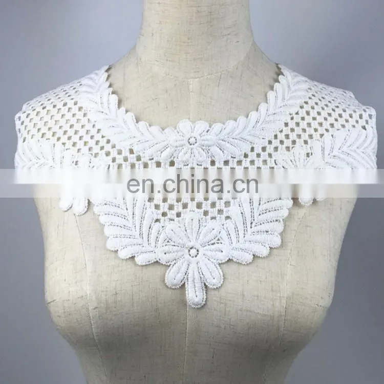 2017 latest custom embroidery neck design lace collar for wedding dresses