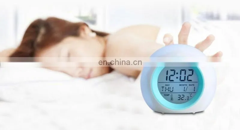 Touch sensor colors changing small round home decoration digital clock led